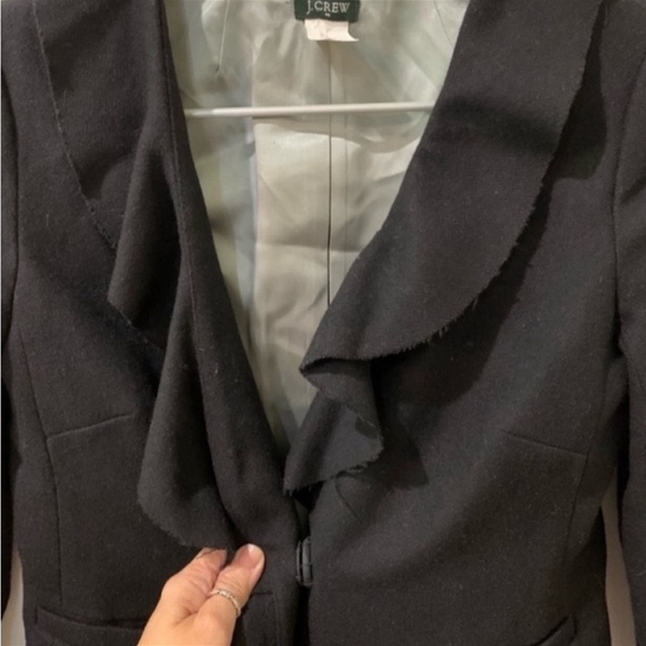 JCrew Classic Black Wool-blend Ruffle Blazer - Picture 4 of 6